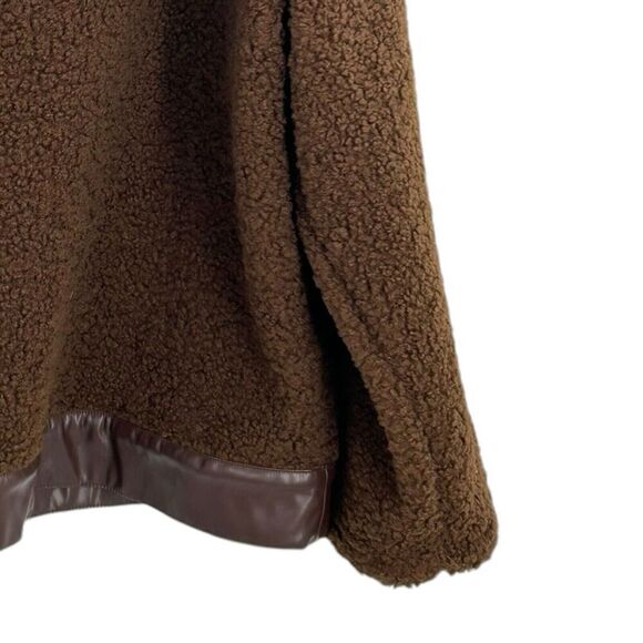 Bloomchic PU Leather Patchwork Metal Detail Brown Teddy Jacket Size 14/16 - Picture 7 of 15